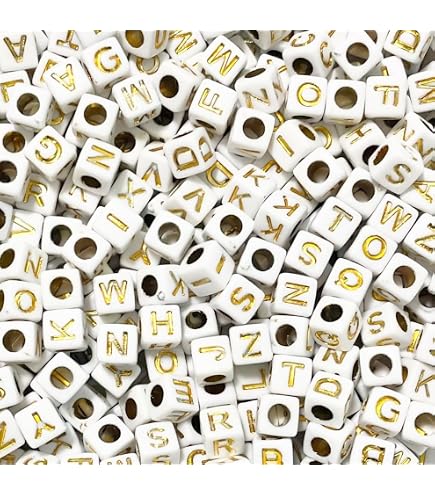 Amazon.co.jp: HERZWILD 1000個 スクエア 文字ビーズ アンティーク