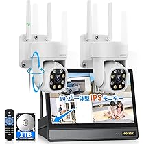 未使用 oossxx 防犯カメラ カメラ2台 300万画素 ワイヤレス防犯カメラ セット 2台 1TB HDD内蔵 AI人体