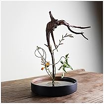 いけばな用花瓶 黒い金属製花器（剣山付き）