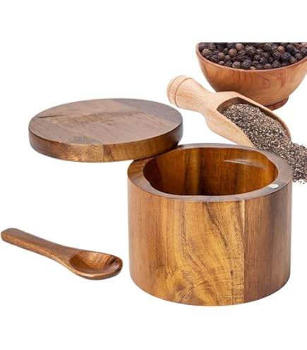 天然木.檜製のボックスタイプの容器＆ホルミシス鉱石１kg付 Amazon｜木製塩箱 - 天然木の保存塩容器 |蓋付きのエレガントな塩箱