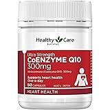 Healthy Care Ultra Strength 300mg Co Enzyme Q10 Capsules, Red, 60 Count | Supports heart health