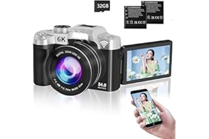 【2025年最強6K録画】 デジタルカメラ 8400万画素デジカメ スマホに転送できるカメラ Wi-Fi転送 コンパクトカメラ180°回転可能 ディスプレイ オート18倍デジタルズーム フォーカス 自撮りLEDライト ウェブカメラ 3.0インチ液晶画