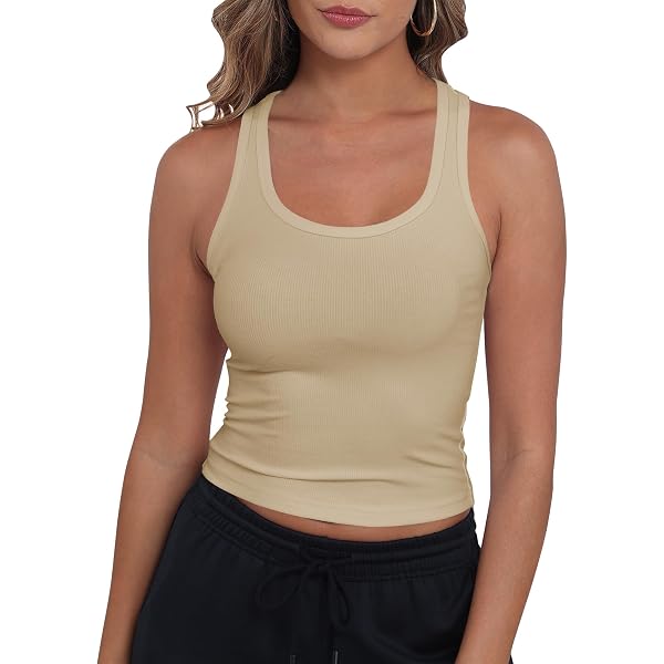 OThread & Co. Women's Stretchy Scoop Neck Crop Tank Top - Purple, Large | Casual Sleeveless Basic Top - View #5