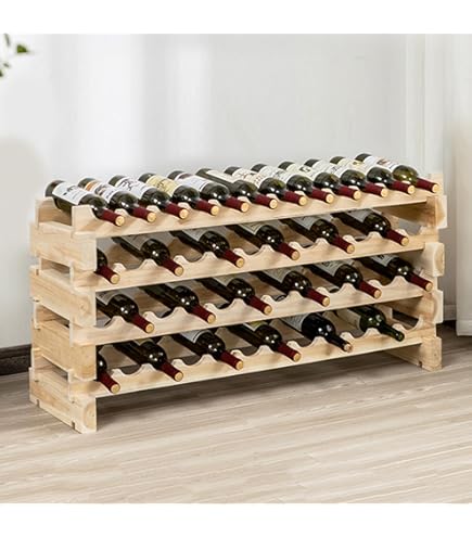 Amazon｜Sonyabecca 48本 ワインラック 自立フロア 木製天板付き 8段