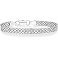 Miabella 925 Sterling Silver Italian 6mm Solid Bismark Mesh Link Chain Bracelet for Women, Made in Italy