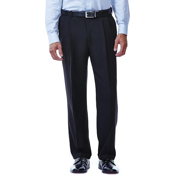 Amazon Essentials Men's Classic-Fit Expandable-Waist Pleated Dress Pant, Dark Grey, 33W x 29L Clothing, Shoes & Accessories