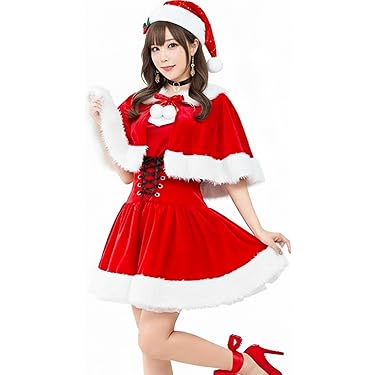 ✾クリスマス✾サンタ　コスチューム　レディース　ドレス　肩出し　帽子　手袋付 Amazon.co.jp: SCLYX クリスマスコスプレ衣装 レディース 大人上品