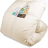 安眠工場 羽毛布団 シングル【羽毛増量1.2kg】 日羽協ニューゴールドラベル認定品質 ホワイトダウン85% 320dp（かさ高性135mm）以上 日本製 長期保証 軽量生地 防ダニ加工 国内洗浄・抗菌防臭・パワーアップ加工 アイボリー 非圧縮梱包 