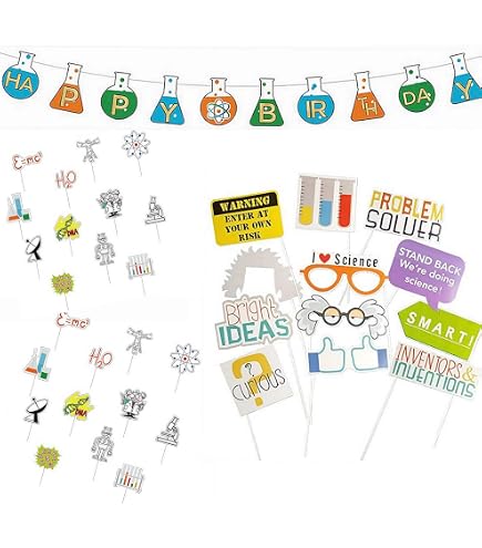 Science Party Birthday Banner – Colorful Periodic Table Garland For Kids Decor, 90 Inch Hanging Decoration