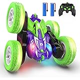 DEERC ラジコンカー こども向け スタントカー 四輪駆動 両面走行 360度回転 オフロード RCカー 車おもちゃ バッテリー2個付き 40分間走れ 2.4Ghz無線操作 リモコンカー 子供 男の子 小学生 中学生 国内認証済み DE87