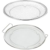 ざる 水切り 平ザル 浅型 油切り 盆ざる 丸型浅ザル ステンレス 調理器具 野菜の水切り 揚げ物 油切れが早い 脚付き 平ざる キッチン用品取っ手なし1個＋取っ手付き1個の2点セット (2PC)