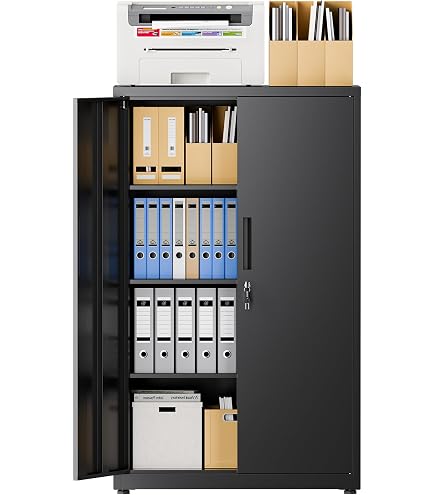 Amazon.co.jp: スチール書庫 鍵付き書庫 鍵付きキャビネット 3段 A4
