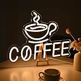プランゾ（Planzo）コーヒーネオンサイン 【店内装飾】 coffee カフェ看板 ネオン風LEDライト LEDネオン看板 光る看板 ネオンライト ネオン管 無段階調光 USB給電 壁掛け/吊り下げ両用 屋内用 店舗用 カフェ 喫茶店 自宅 カウン
