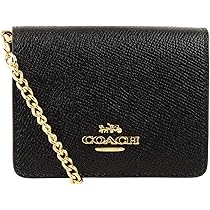 【最終値下】COACH カードケース ミニウォレット チェーン シグネチャー 女 COACH】コーチ コーティングキャンバス レザー シグネチャー