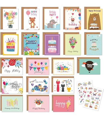 Amazon | バースデーカード 誕生日カード おしゃれ (40枚セット 封筒