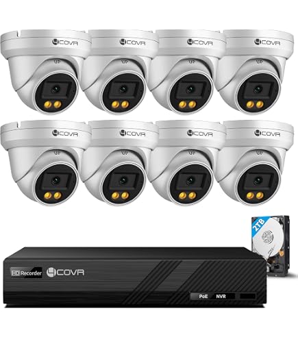Amazon.co.jp: 4COVR 防犯カメラ PoE給電 有線 ドーム型カメラ 500万