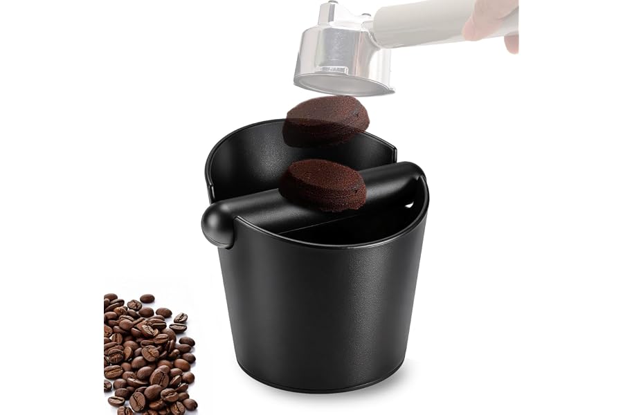 HOMEE Espresso Knock Box 4.8 Inch Shock-Absorbent Durable Barista Style Knock Box with Removable Knock Bar & Non-Slip Base (R