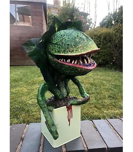 Horror-Piranha-Pflanze Gartenstatue – 15 Cm Hoch, Aus Kunstharz, Gruselige Deko Für Halloween, Garten Oder Büro