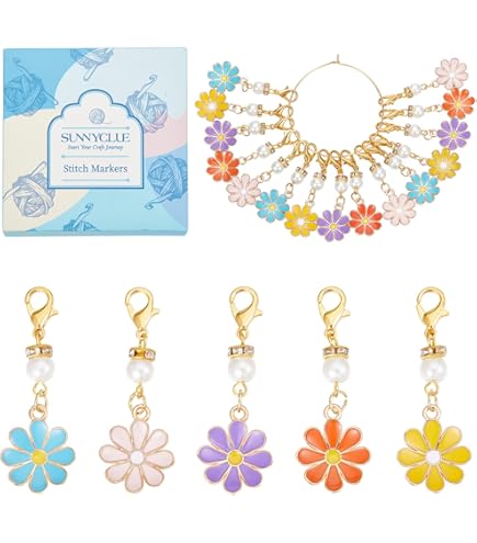 SUNNYCLUE Crochet Stitch Markers - 50pcs Crystal Heart Charms With Lobster Clasp For Knitting