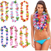 Amazon | Happyyami ハワイアンレイ ハワイ花輪 布 6点セット