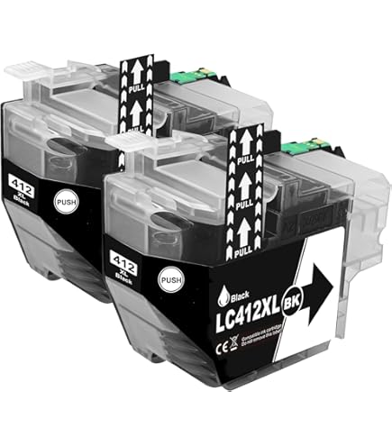 Amazon.co.jp: ブラザー互換 LC412 LC412XL LC412XLBKインク 2黒大容量