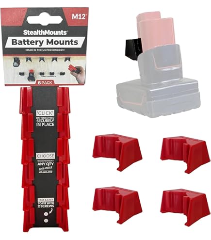 StealthMounts 18V Bosch Battery Holder - 6 Pack, Black