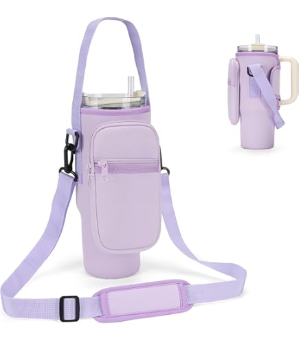 Kids Water Bottle Carrier Bag - Rainbow Neoprene, Adjustable Strap, Padded Pocket - View #8
