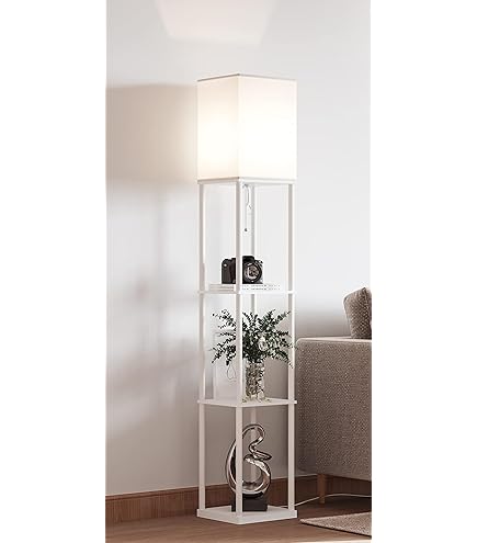 木製のラックが付いたフロアライト Amazon.co.jp: フロアスタンド 棚付き 3段 木製 フロアライト フロア