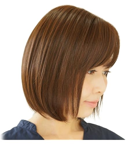 Amazon.co.jp: EMMOR ウィッグ 人毛ミックス ショートボブ 手植えI型