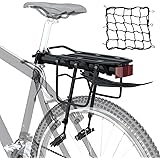 KOOPRO 自転車 リアキャリア 荷台 荷物キャリア 後付け アルミ製 伸縮自在 調節可能 簡単取り付け 耐荷重25kg 泥除け/反射板/荷物ネット付き 26-29インチロードバイク/マウンテンバイク対応