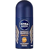 NIVEA MEN Intense Protection Strength Roll On Deodorant (50ml), 72HR Antiperspirant Deodorant for Men with Woody Masculin Sce
