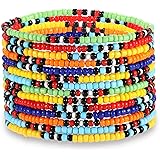 HEIDKRUEGER Bead Stretch Bracelets Independence Colorful Tiny Beaded Stackable Vsco Bracelets Boho Summer Vacation Adjustable