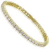 SHKA | AAA + 3.0mm Cubic Zirconia | 18K Gold Plated Ladies Tennis Bracelet CZ Bracelet | 6.5 inch-7.5 inch