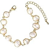 Cowlyn Pearl Bracelet Baroque Cultured Handmade Wind Bossimi 18K Gold Work Around Silk Adjustable Charm Fashion Valentine Del