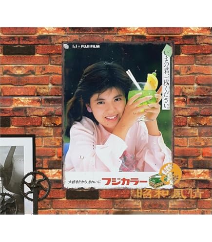 Amazon.co.jp: 【昭和の風情】斉藤由貴 昭和レトロ ブリキ看板