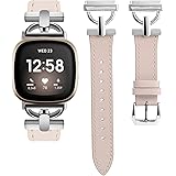 Fitbit Versa4/Versa3 バンド/Fitbit Sense2/Senseバンド 本革 レザーバンド フィットビット Sense/Versa 全シリーズ対応 レディース 女性交換ベルト Sense2可愛いバンド オシャレベルト 柔らかい