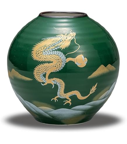 Amazon.co.jp: 九谷焼いわたや 『九谷焼』花瓶(5.5号)金菊花に雀(台付