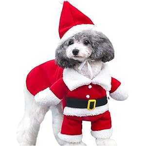 犬用サンタコスプレ 帽子付き 愛犬が可愛いサンタクロースに変身 わんちゃんのクリスマスパーティ用コスプレ服