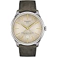 Tissot T1394071626100 Chemin des Tourelles Power Matic 80 42 mm Men's Watch with Leather Strap, Ivory Dial, Ivory, Modern