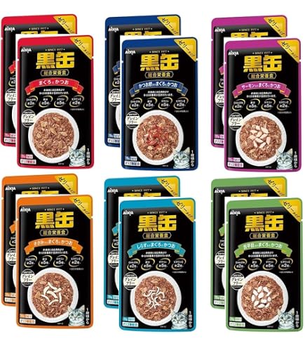 Amazon.co.jp: アイシア 黒缶パウチ まぐろとかつお 70g×12袋