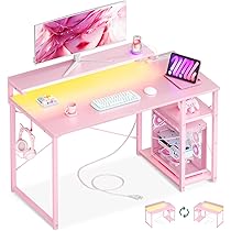 パソコンデスク ゲーミングデスク ラック＆コンセントプリンター台付き(ホワイト) Amazon | ゲーミングデスク パソコンデスク L字 コンセント付き