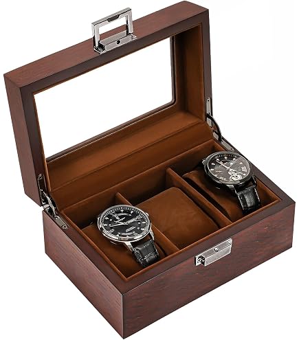 Amazon.co.jp: Musowood 時計ケース 木製 ロック式 透明窓付き