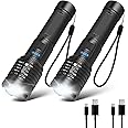 Flashlight, Powerful, Military, Strongest, Super Bright, 20,000, LED Light, 3 Lighting Modes, Flashlight, Rechargeable, IP45 Waterproof Standards, Tactical Light, Zoom Function, Shock Resistant,