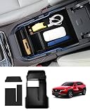 Auto Spec マツダ CX-30 DM系 コンソールボックス MAZDA CX30 2019年10月～ センターコンソールトレイ コンソールボックス 小物入れ 収納ボックス 車種専用 内装 パーツ ラバーマット付き 滑り止め カスタムパーツ インテリアパーツ 収納アクセサリー コイン収納 取付簡単 (マツダ CX-30 DM系, ブラック)