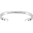 Fesciory Inspirational Bracelets for Women,Stainless Steel Engraved Personalized Positive Mantra Quote Keep Going Cuff Bangle