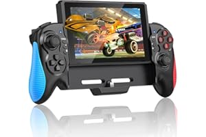 【有機elモデルに対応】スイッチ コントローラー 携帯モード専用コントローラー for Nintendo Switch グリップ コントローラージャイロセンサー搭載 振動 連射機能有線接続モード/コード不要/充電不要 ステイックキャップ Ninten