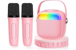 JYX Karaoke Machine for Kids & Adults, Mini Portable Bluetooth Speaker with 2 Microphones, Home Party Karaoke Speaker Support SD Card/USB, Gift for Brithday, and Toys for Girls/Boys