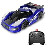 DEERC ラジコンカー こども向け 室内 壁を走る 車 おもちゃ 壁・天井・床 激走カー 赤外線コントロール プレゼント 贈り物 DE31(青赤) (青)