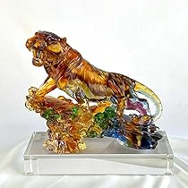 Amazon.co.jp: 虎 風水 琉璃 瑠璃 宝玉 七宝 古法琉璃