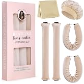 6PCS Heatless Hair Curlers, GeeRic Satin Heatless Curling Hair Scarf+Shower Cap Set, High Resilience Sponge Soft Easy DIY Hai